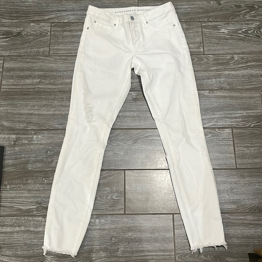 Articles of Society size 26 White Ripped Picnic Jeans